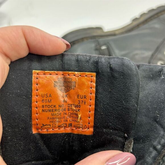 Harley-Davidson Moto Black Leather Lace-Up Riding Boots Size 6.5 Buckles - Picture 16 of 16